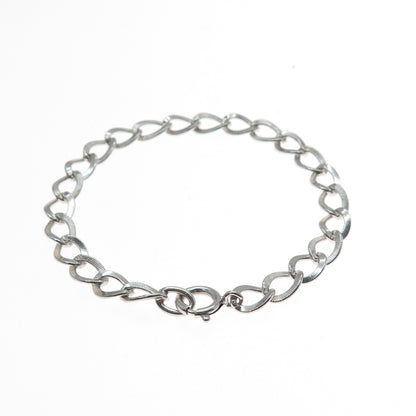 925 Sterling Silver Vintage Curb Link Bracelet 7"