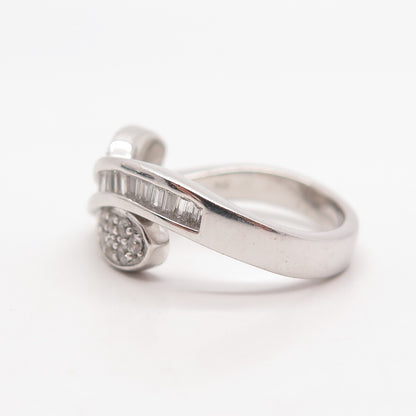 925 Sterling Silver C Z Crossover Ring Size 8