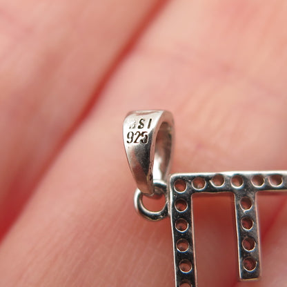 925 Sterling Silver Round-Cut C Z Letter F Initial Mini Charm Pendant