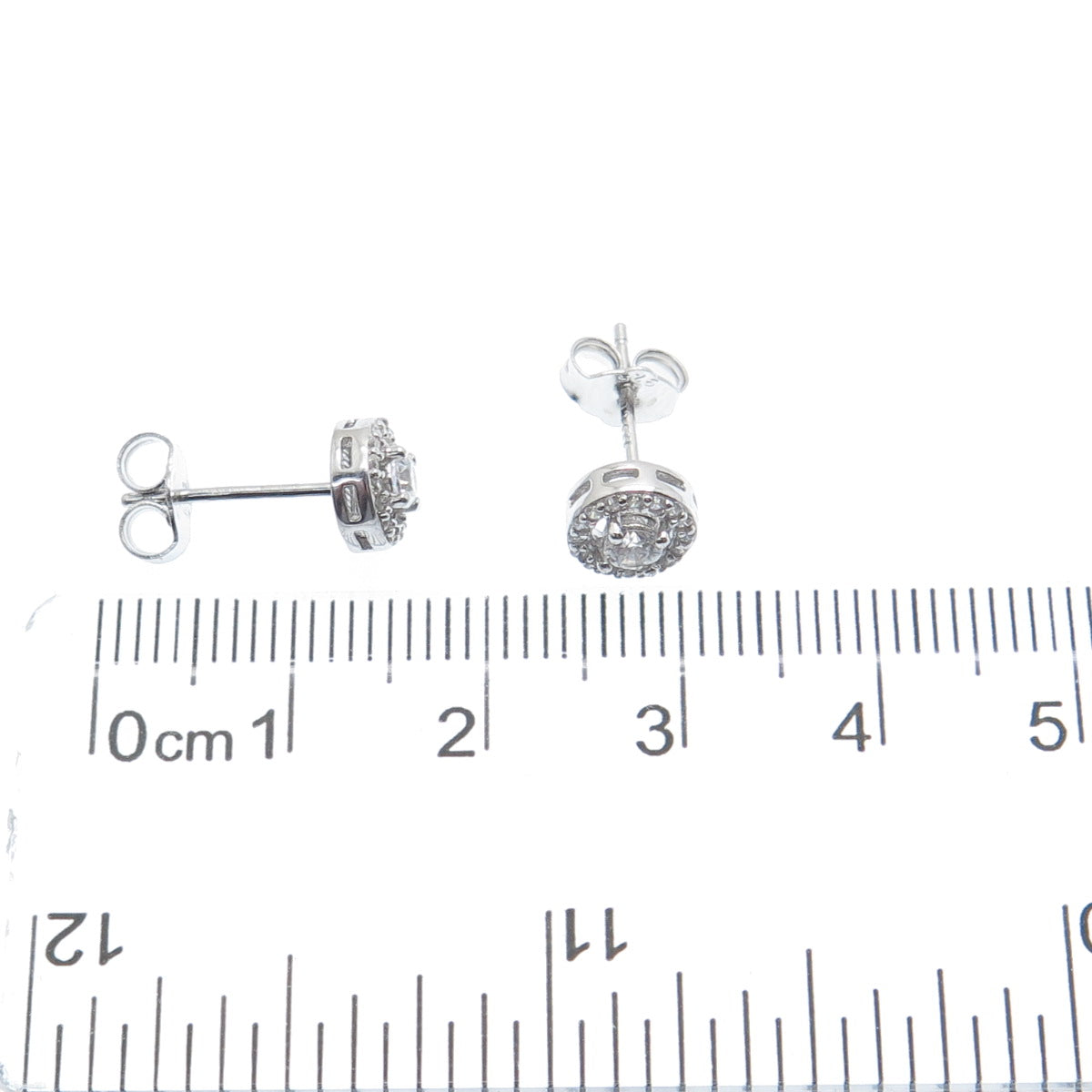 925 Sterling Silver Round-Cut C Z Sparkle Stud Earrings
