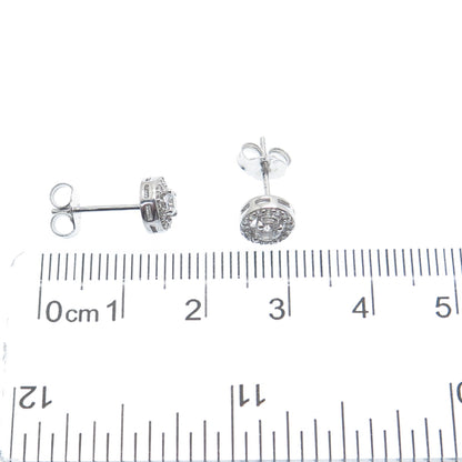 925 Sterling Silver Round-Cut C Z Sparkle Stud Earrings