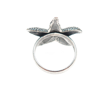 925 Sterling Silver Vintage Starfish Oxidized Ring Size 6.5
