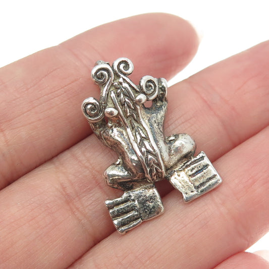 925 Sterling Silver Vintage Frog For Good Luck Pendant