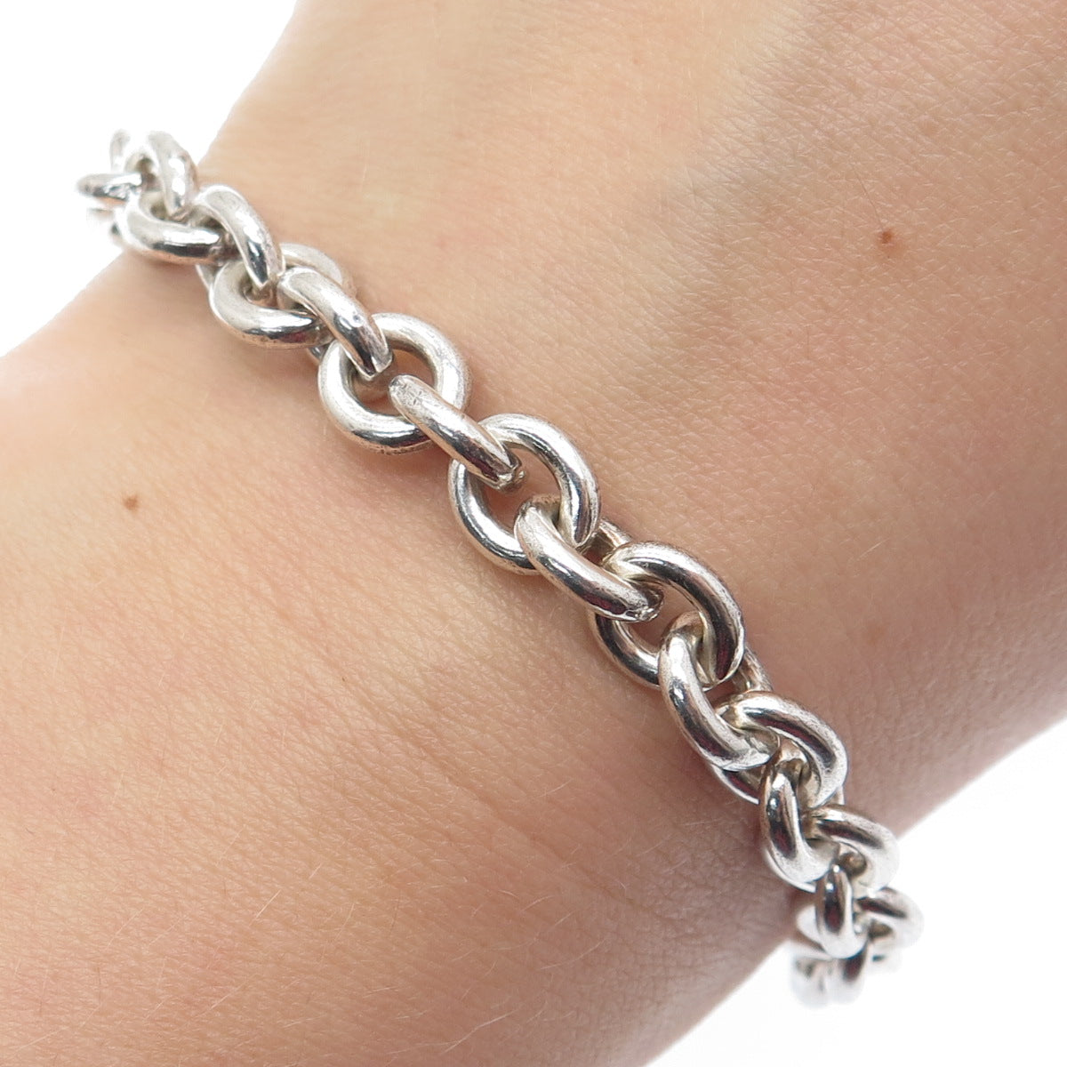 ROBERT LEE MORRIS STUDIO Sterling Silver Vintage Spirit Cable Link Bracelet 7"