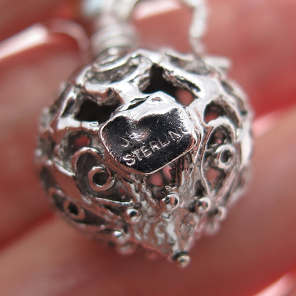 925 Sterling Silver Antique Art Deco Real Pearl Pitcher 3D Charm Pendant