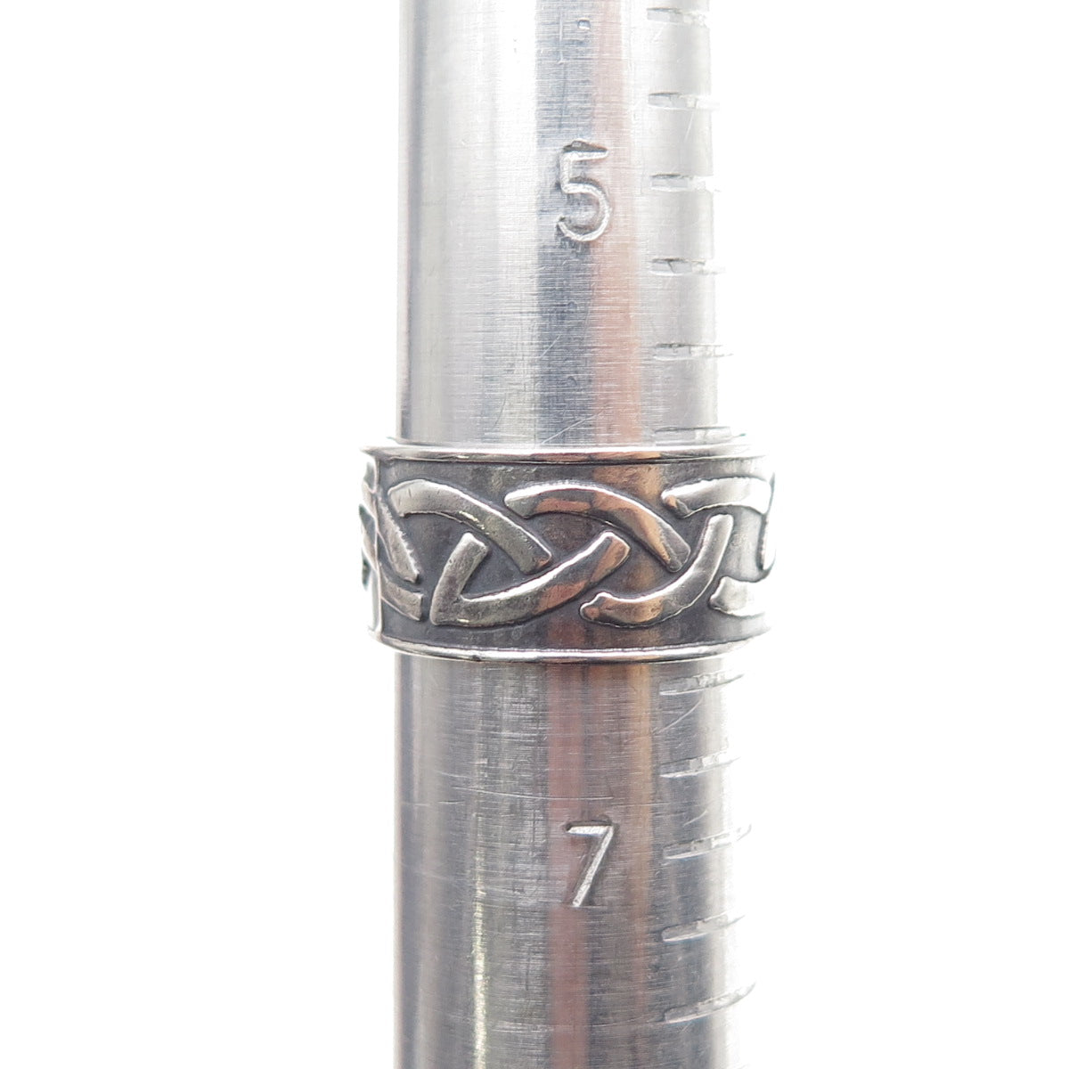 925 Sterling Silver Vintage Celtic Knot Oxidized Band Ring Size 6.5