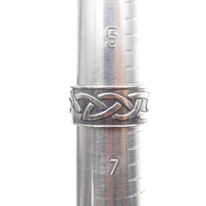 925 Sterling Silver Vintage Celtic Knot Oxidized Band Ring Size 6.5