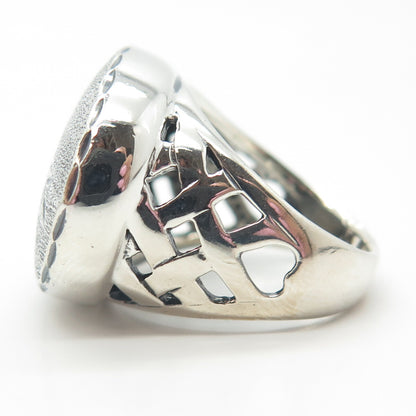 925 Sterling Silver Vintage Italy Etched Wide Ring Size 8.25