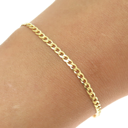 P. LUX 925 Sterling Silver Gold Plated Italy Curb Link Bracelet 8.25"