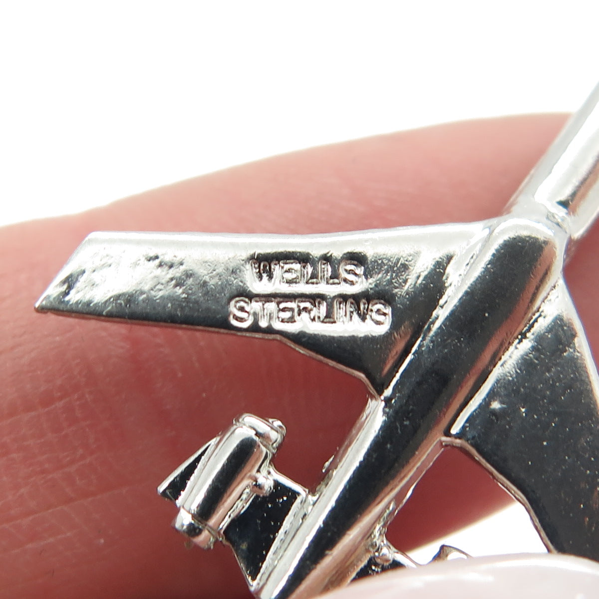 WELLS 925 Sterling Silver Vintage Airplane 3D Pendant