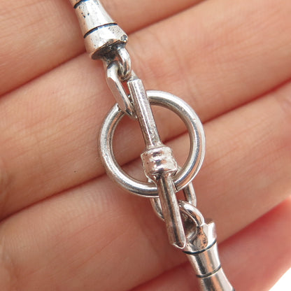 925 Sterling Silver Vintage Modernist Bar Link Oxidized Bracelet 7"