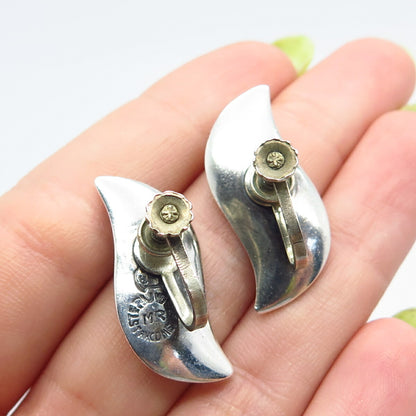 925 Sterling Silver Vintage Mexico Taxco Braided Screw Back Earrings