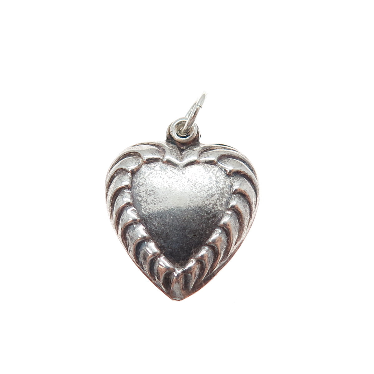925 Sterling Silver Antique Art Deco Heart Chatelaine Minimalist Charm Pendant