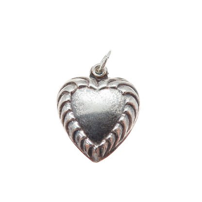 925 Sterling Silver Antique Art Deco Heart Chatelaine Minimalist Charm Pendant