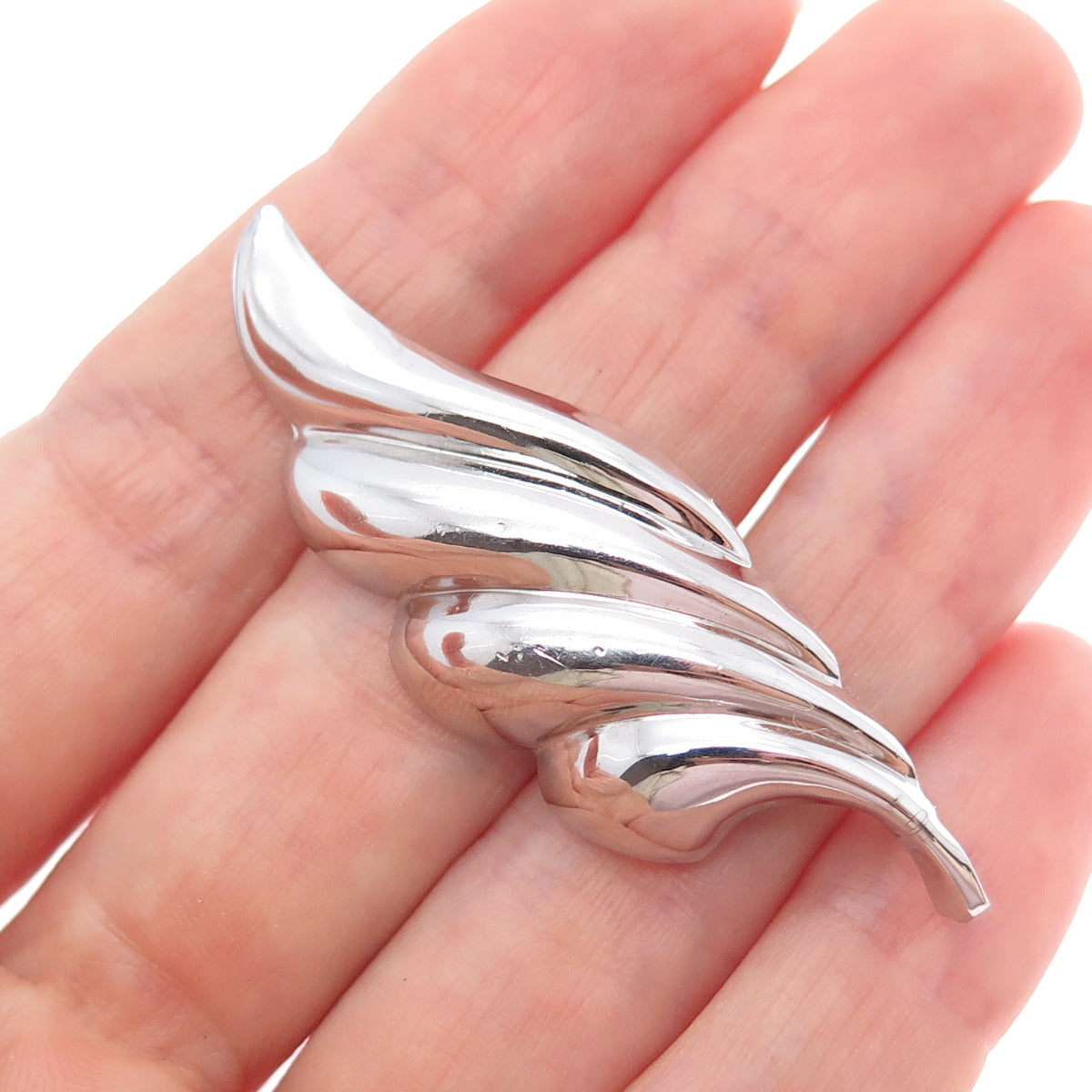 BEAU 925 Sterling Silver Vintage Modernist Wing Pin Brooch