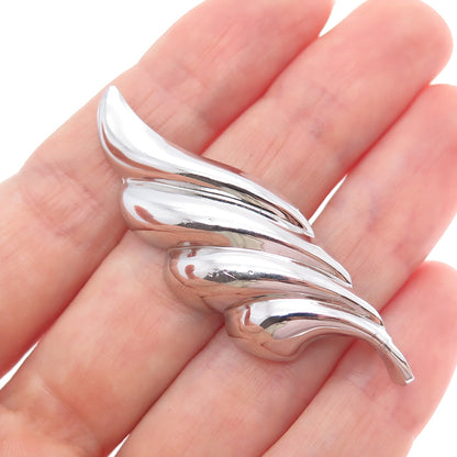 BEAU 925 Sterling Silver Vintage Modernist Wing Pin Brooch