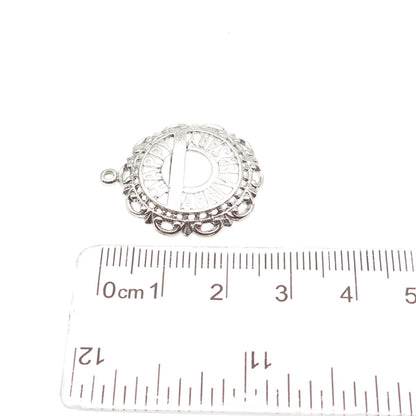 925 Sterling Silver Vintage Happy Anniversary Ornate Mini Charm Pendant
