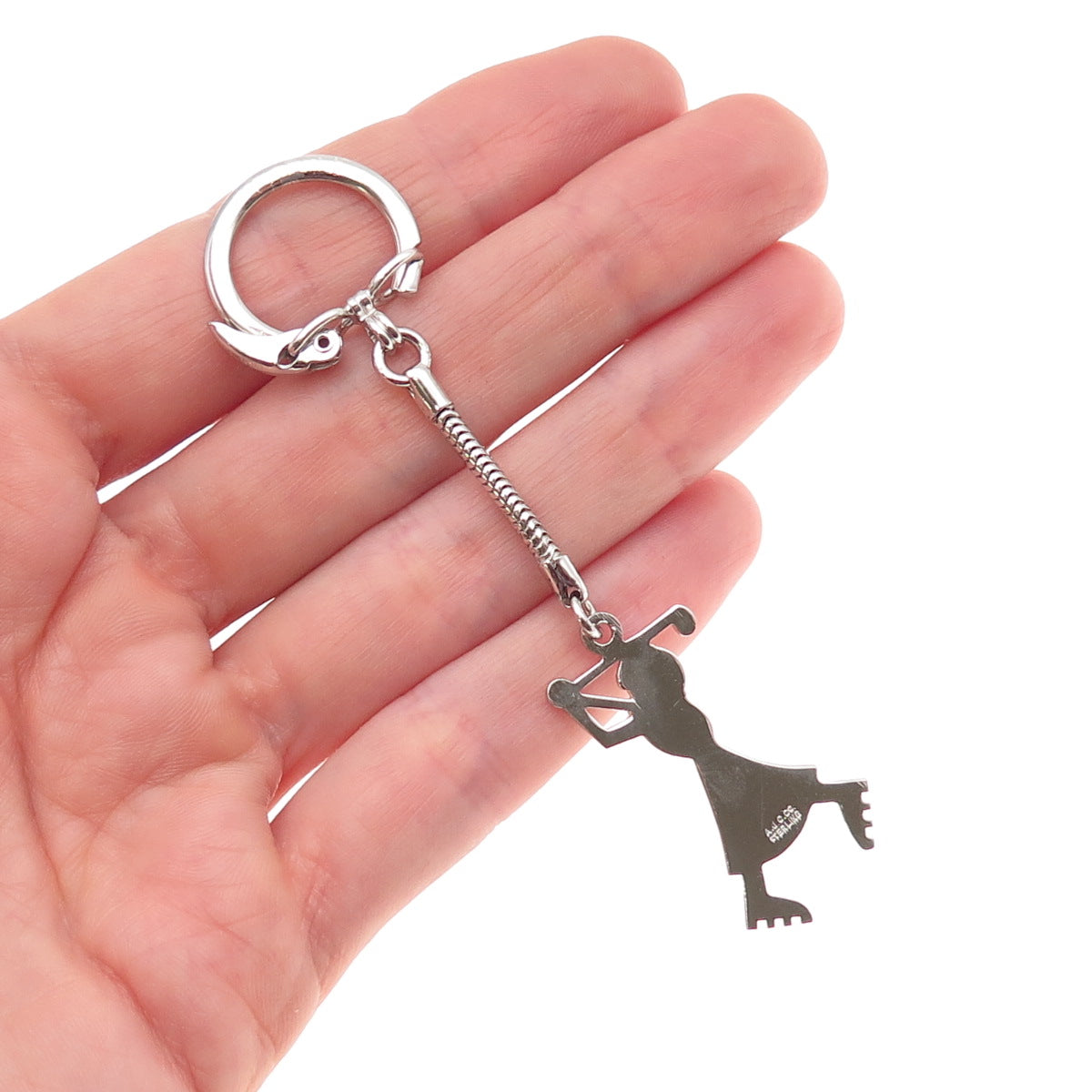 American Jewelry Chain Co 925 Sterling Vintage Female Golf Player Key Fob Holder