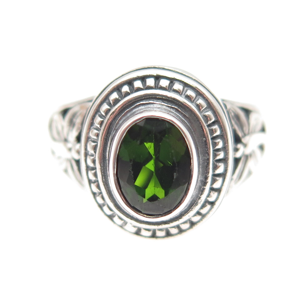 925 Sterling Silver Vintage Real Peridot Butterfly Ring Size 7.25