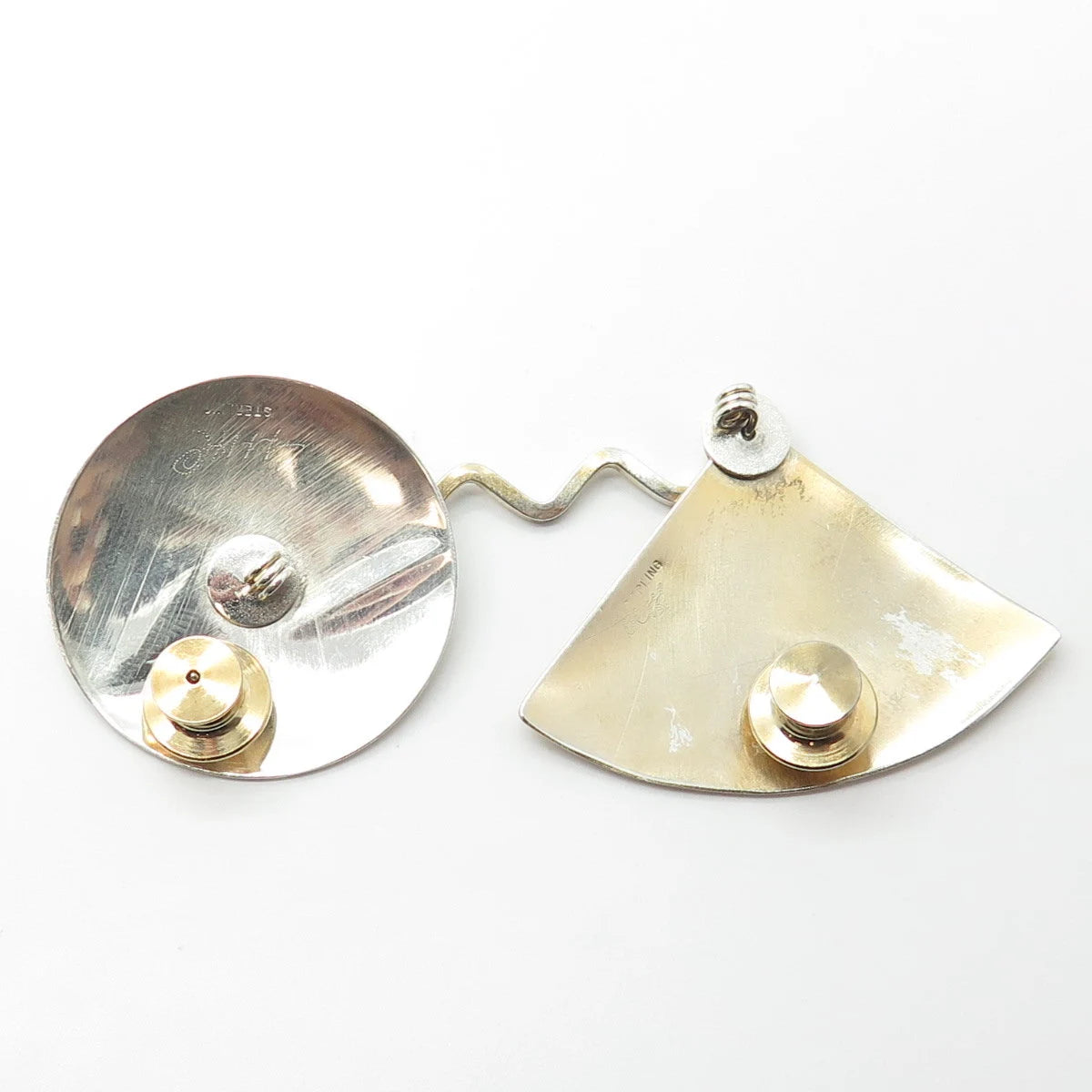 925 Sterling Silver 2-Tone Vintage Modernist Pin