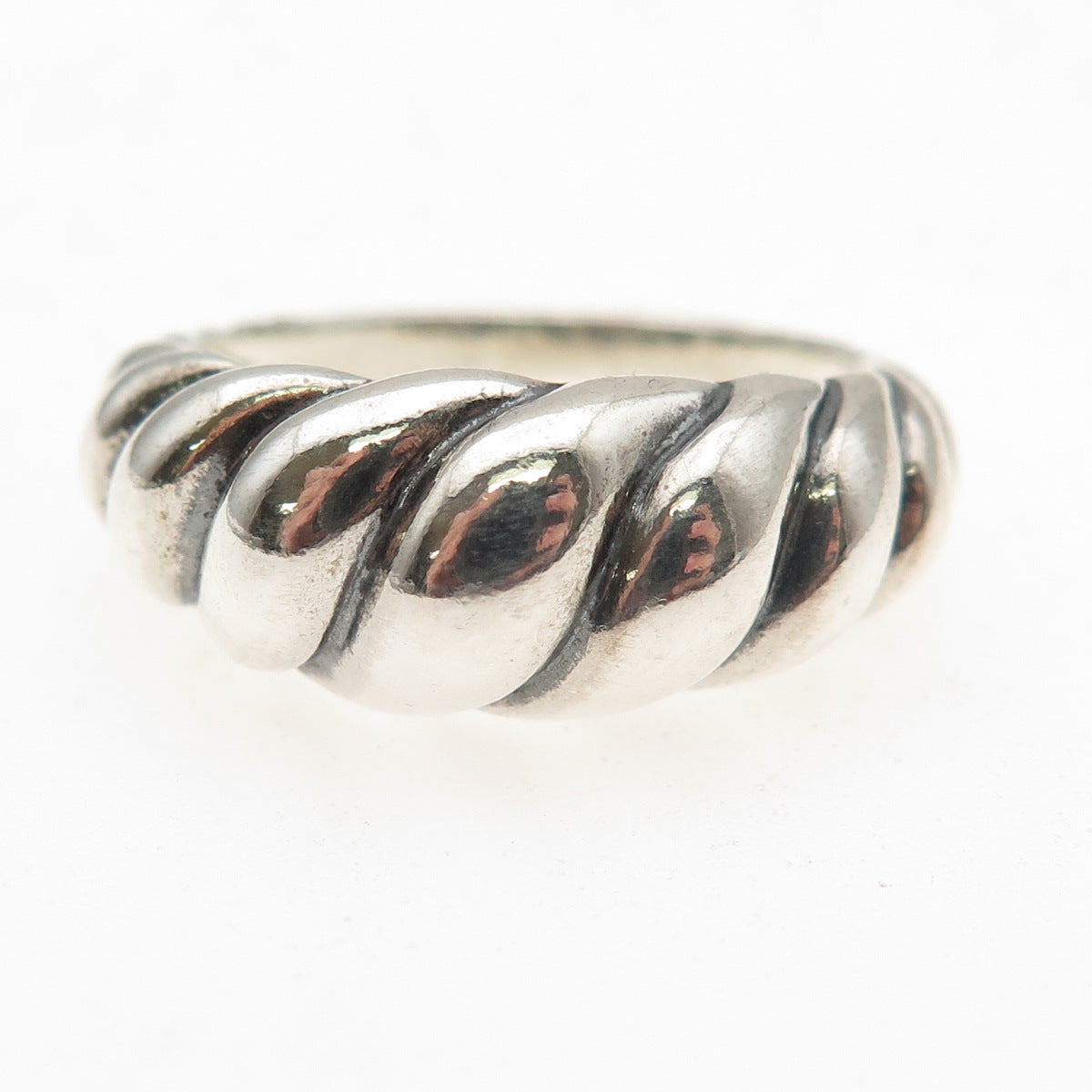 Carolyn Pollack Sterling Silver Vintage Modernist Ribbed Oxidized Ring Size 9