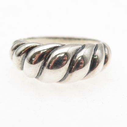 Carolyn Pollack Sterling Silver Vintage Modernist Ribbed Oxidized Ring Size 9
