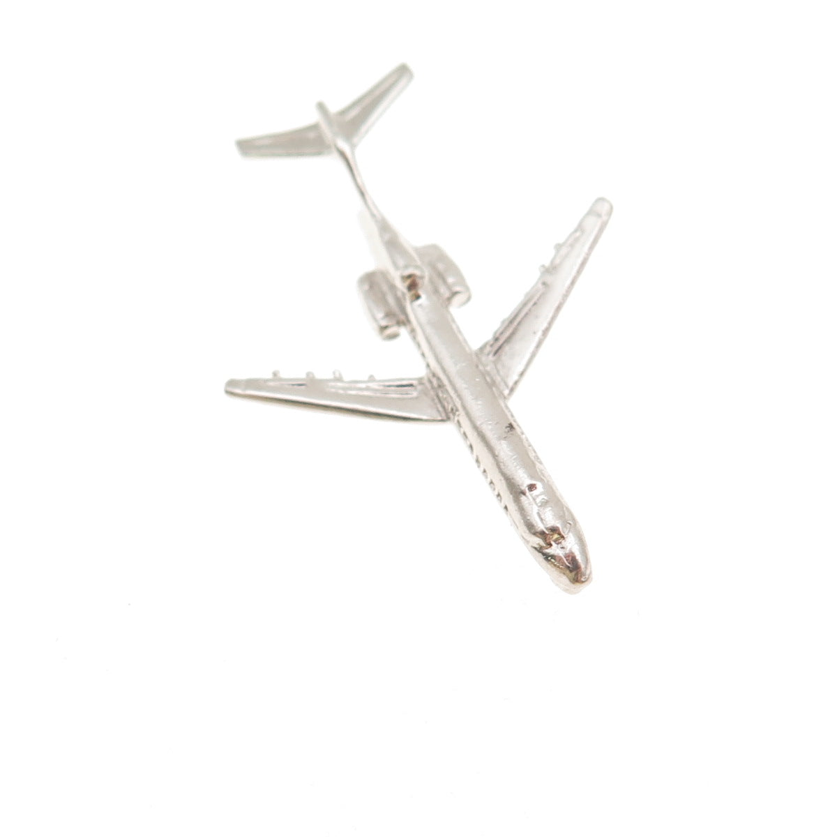925 Sterling Silver Vintage Airplane 3D Charm Pendant