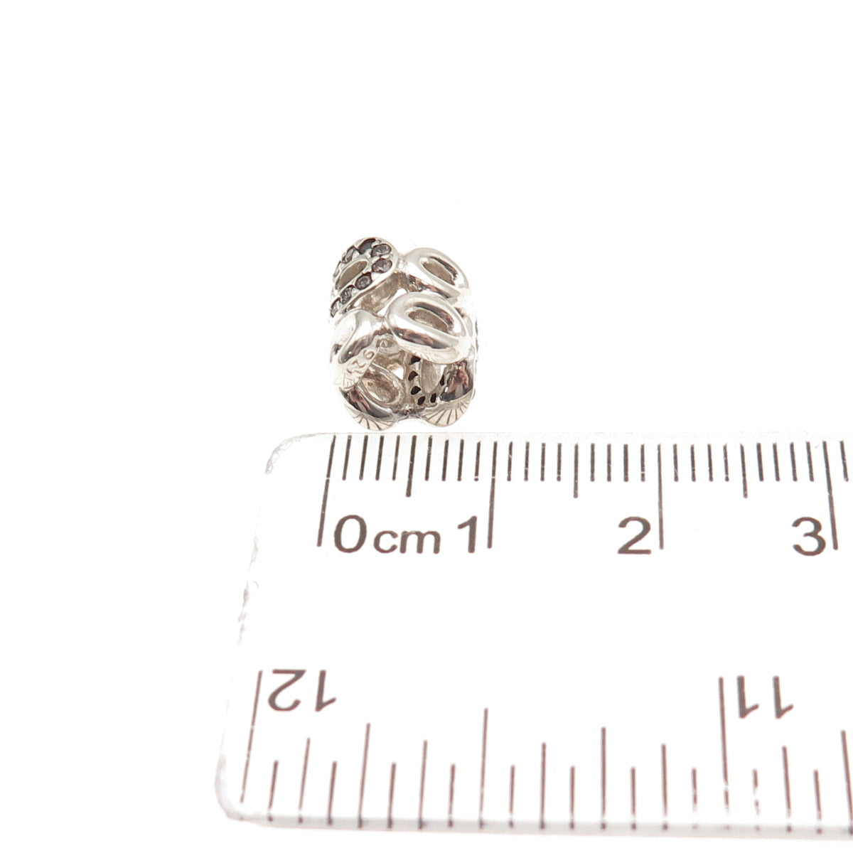 PANDORA 925 Sterling Silver Smoky C Z Circle of Friends Slide Bead Charm