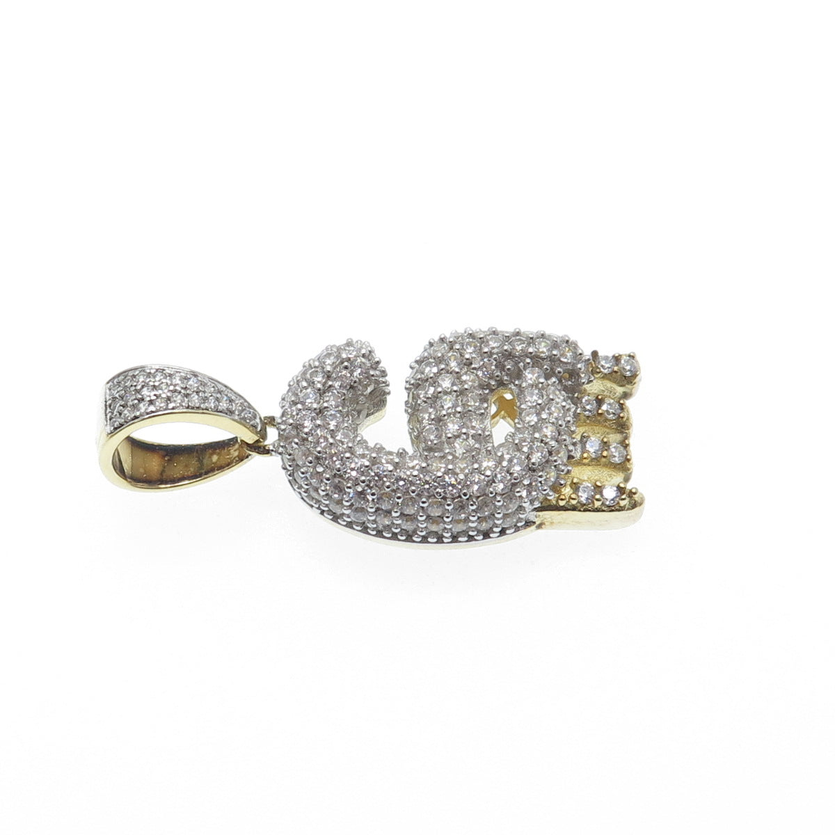 925 Sterling Silver Gold Plated Round-Cut Shaped C Z Letter G Sparkle Pendant