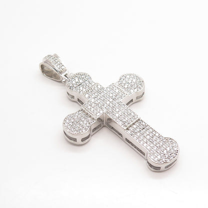 925 Sterling Silver Pave C Z Cross Pendant