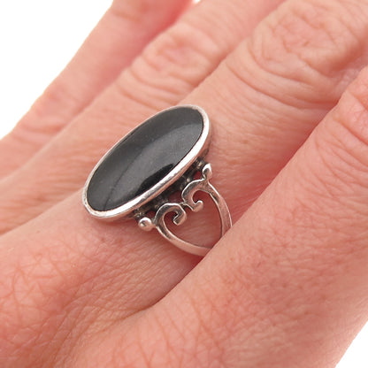 Collins Fine Jewelry 925 Sterling Vintage Real Black Onyx Heart Ring Size 7