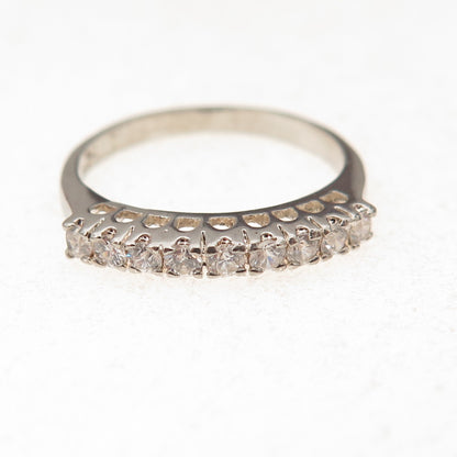 925 Sterling Silver Round-Cut C Z Half Eternity Ring Size 6.25