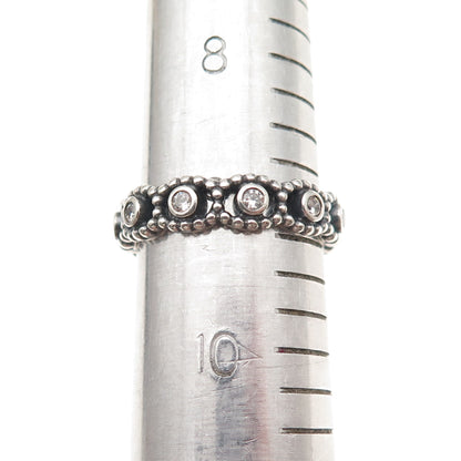 Pandora 925 Sterling Silver Round-Cut C Z Her Majesty Band Ring Size 9.25
