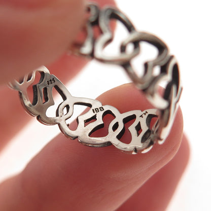 925 Sterling Silver Vintage Butterfly All Around Oxidized Band Ring Size 8