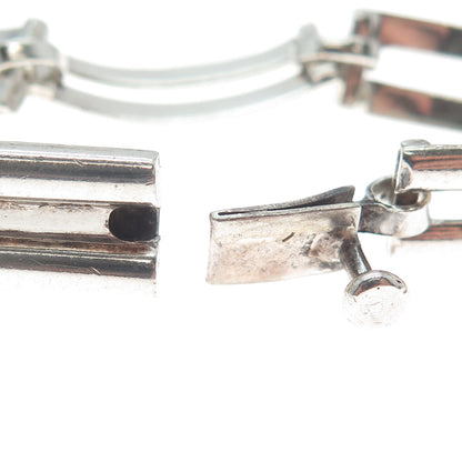 925 Sterling Silver Vintage Mexico Modernist Bar Panel Link Bracelet 7"