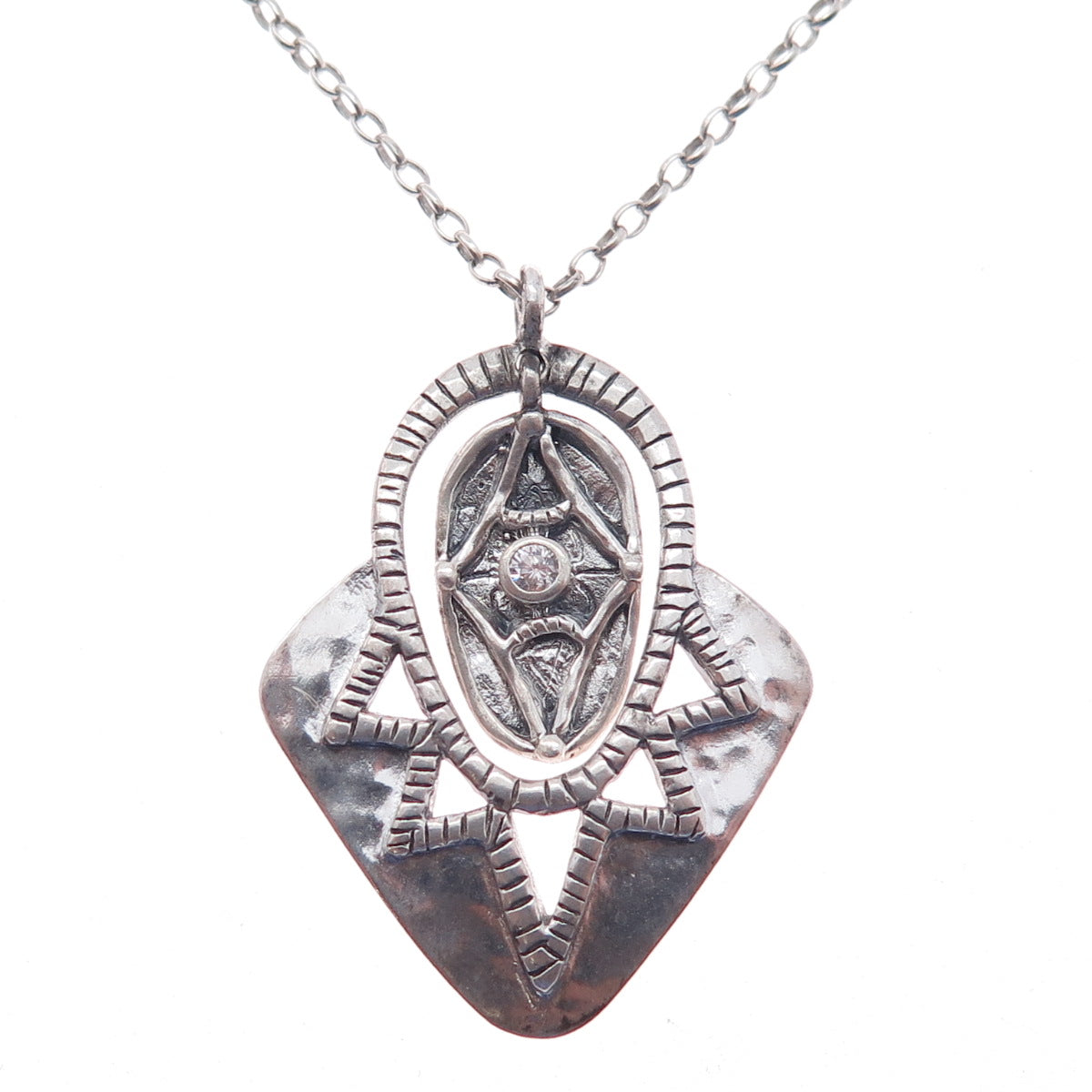 SILPADA 925 Sterling Silver Vintage C Z Art Deco Pendant Chain Necklace 18"