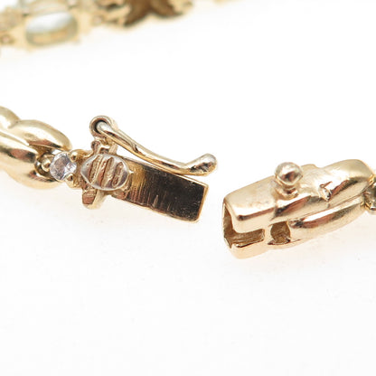 HAN 925 Sterling Silver Gold Plated Real Blue Topaz & C Z Bracelet 7"