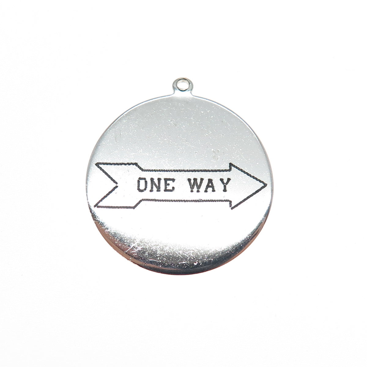ELCO 925 Sterling Silver Vintage One Way Round Tag Charm Pendant
