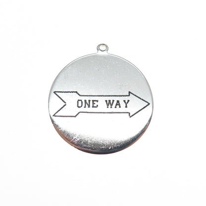 ELCO 925 Sterling Silver Vintage One Way Round Tag Charm Pendant