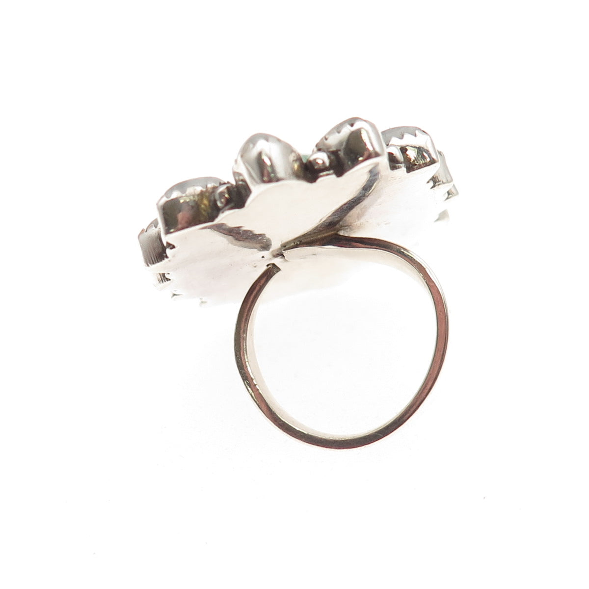 925 Sterling Silver Vintage Real Agate & Moonstone Statement Ring Size 7.25