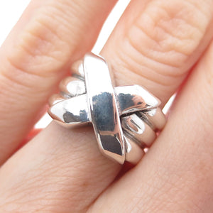 CHATEAU D'ARGENT 925 Sterling Silver Vintage Modernist X Shape Ring Size 6.25