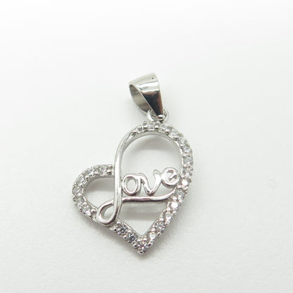 HAN 925 Sterling Silver C Z "Love" Open Heart Pendant