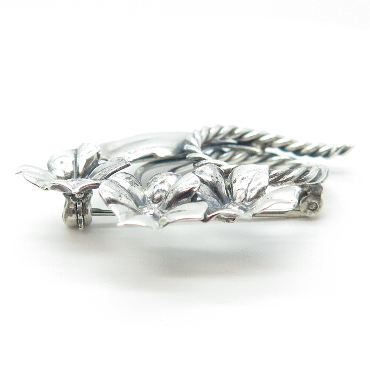 925 Sterling Silver Antique Art Deco Floral Blossom Pin Brooch
