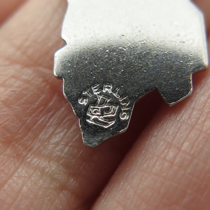 925 Sterling Silver Vintage St. Thomas VI Map Charm Pendant