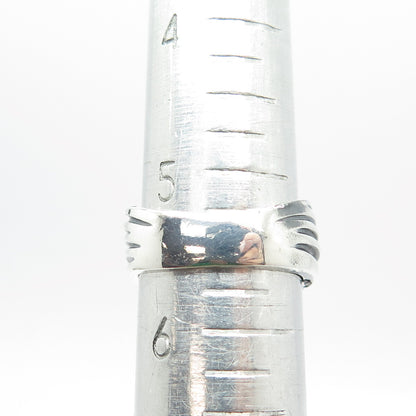 925 Sterling Silver Vintage Ribbed Ring Size 5.5