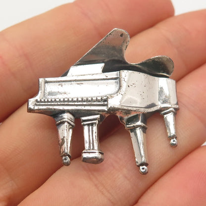 925 Sterling Silver Vintage Beau Grand Piano Pin Brooch
