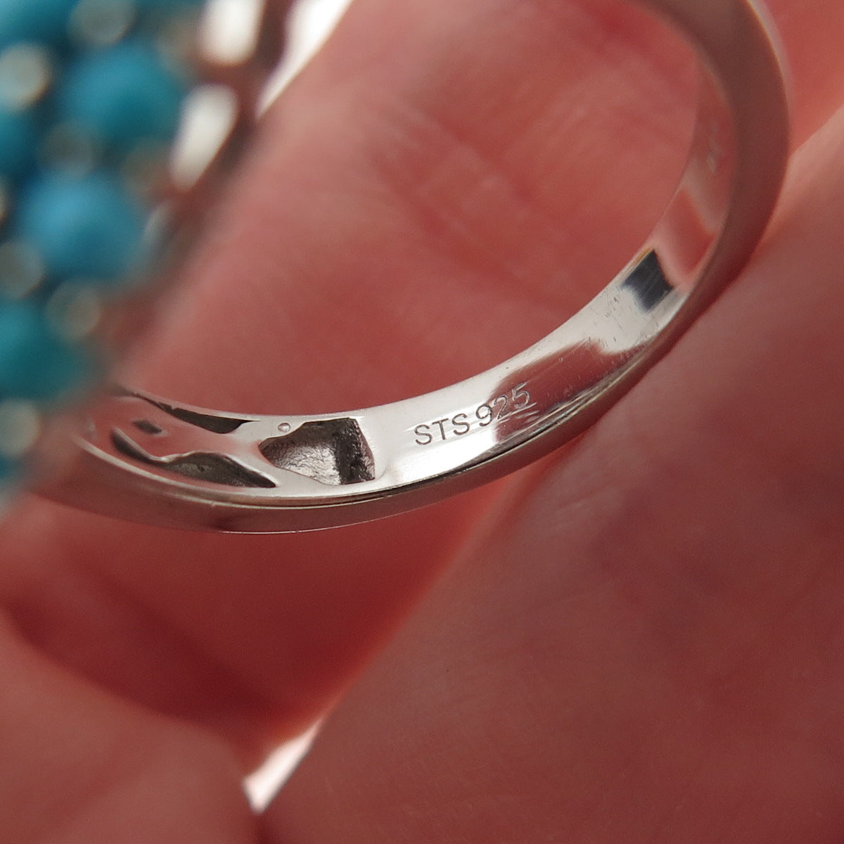Chuck Clemency 925 Sterling Blue Topaz & Sleeping Beauty Turquoise Ring Size 8