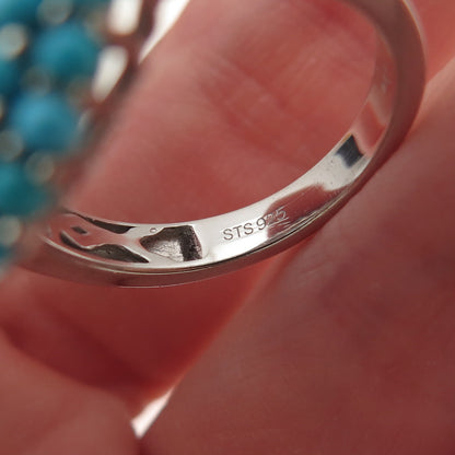 Chuck Clemency 925 Sterling Blue Topaz & Sleeping Beauty Turquoise Ring Size 8