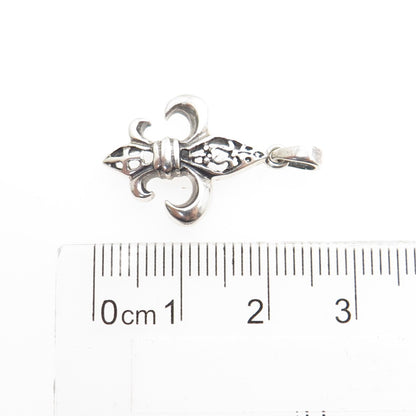 925 Sterling Silver Vintage Fleur-de-Lis Pendant