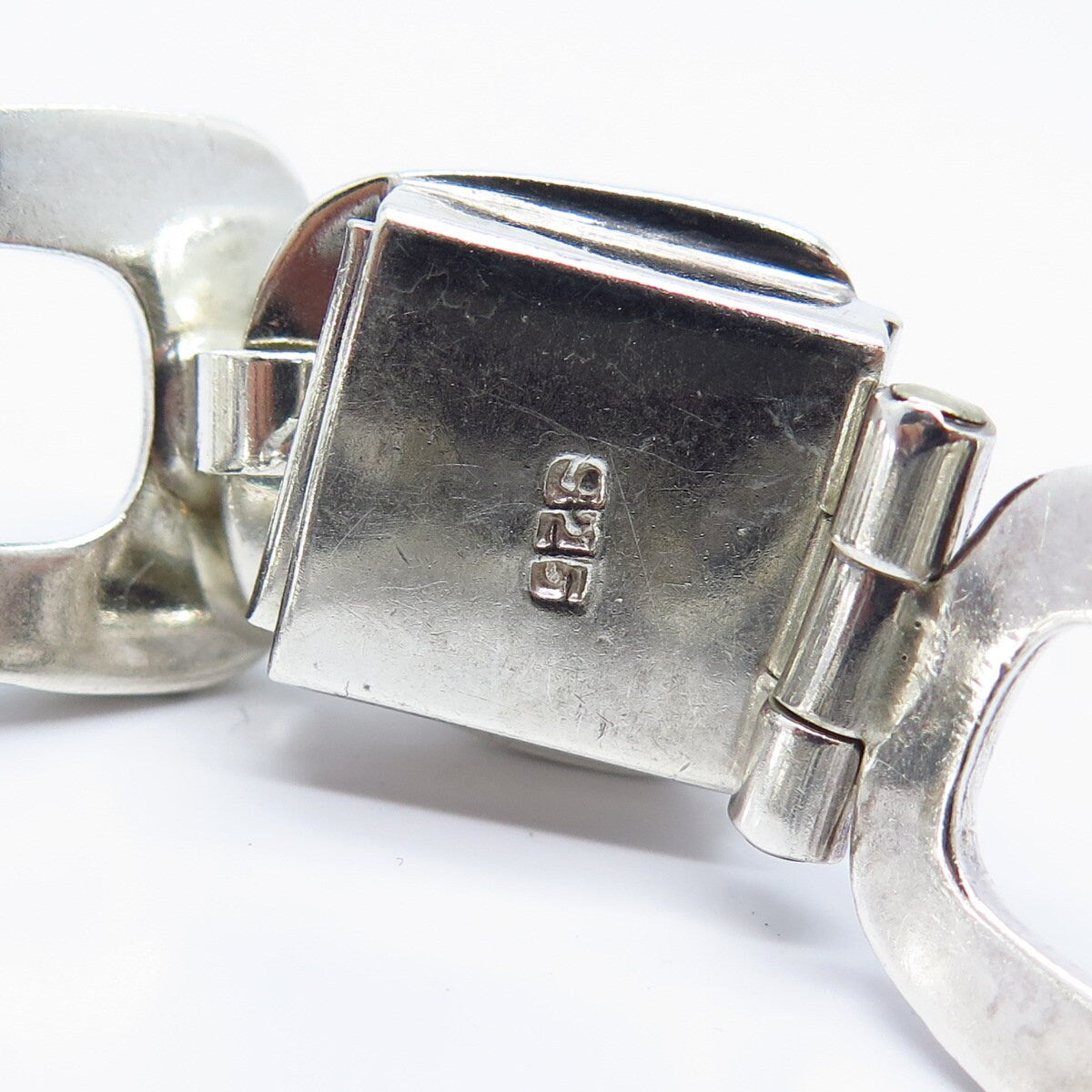 925 Sterling Silver Vintage Square Link Bracelet 7.25"